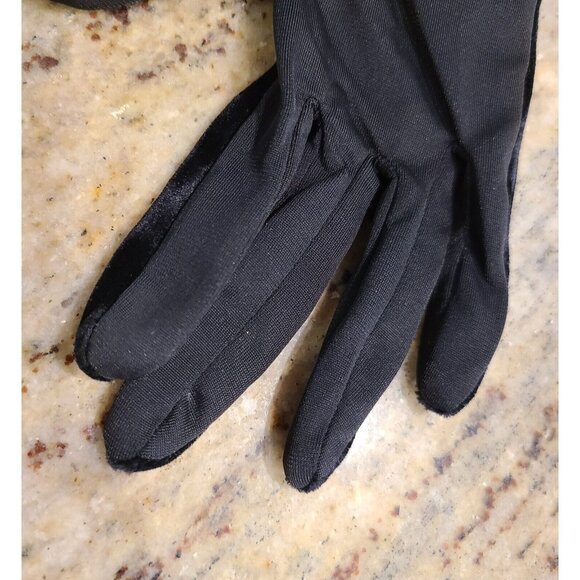 Vintage Size XS-S Black Velvet Stretch Formal 8.5" Gloves *hole - Picture 8 of 13